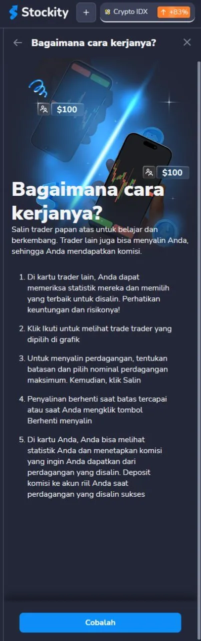 Stockity Copy Trading — how it works steps